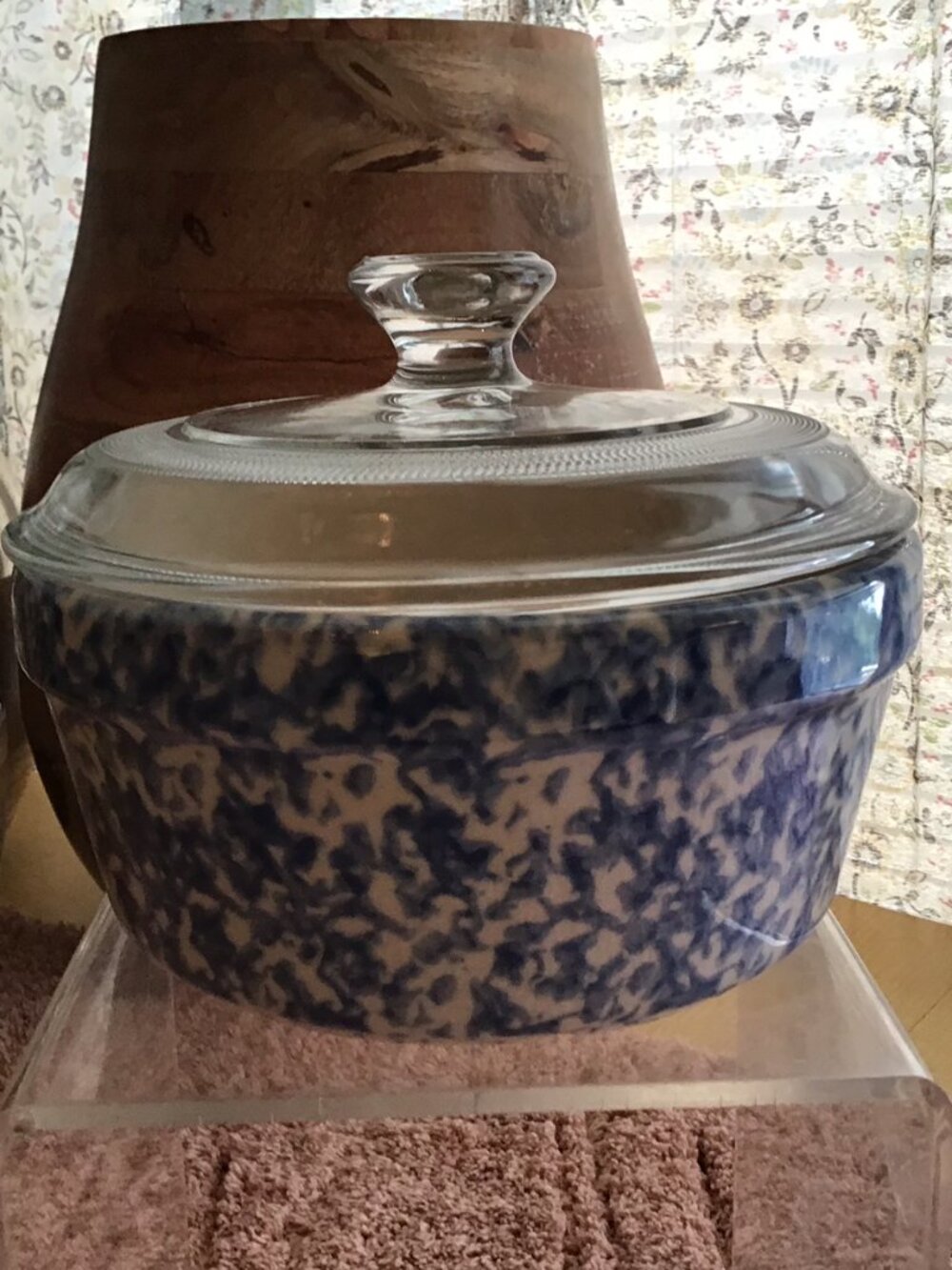 NWOT Roseville Workshops of Gerald E. Henn Blue Spongeware w/lid
